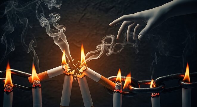Hand reaching for burning candles darkness.