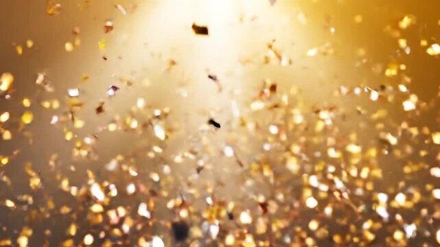 Golden glitter particles in motion ideal for sleek commercial backgrounds and title sequences