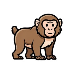 Naklejka premium Cartoon monkey standing on ground.