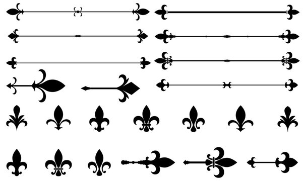 fleur-de-lis divider arrow ornament collection vintage decorative elements set