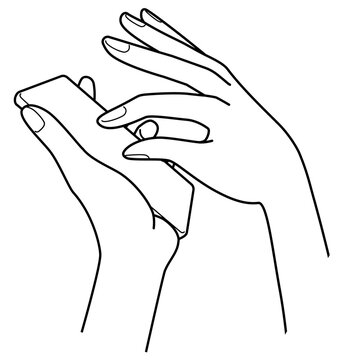Hand holding smartphone and pinching screen &ndash; mobile touch gesture, zoom in zoom out, interaction, minimal vector illustration &ndash; スマートフォンを操作する手｜ピンチ操作
