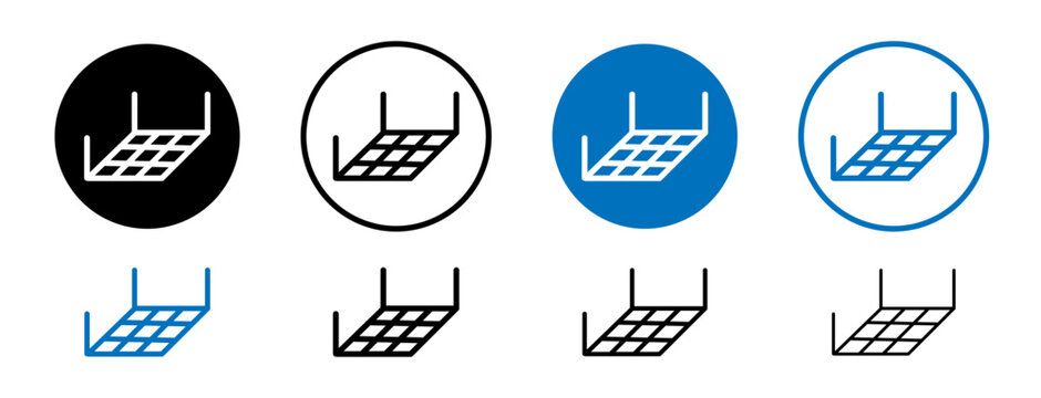 Ceiling frame icons set in black and blue colors on white background