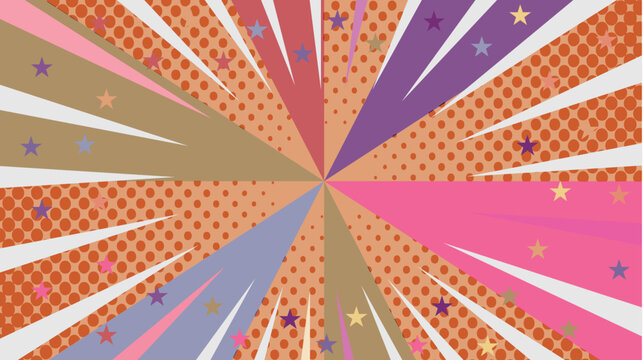 Vibrant Comic Style Pop Art Background with Star Patterns