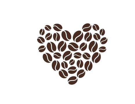 heart shape made of coffee beans