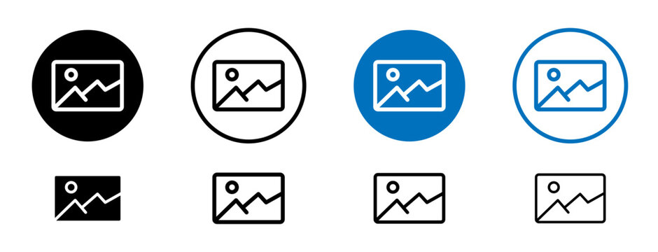 Default image icons set in black and blue colors on white background