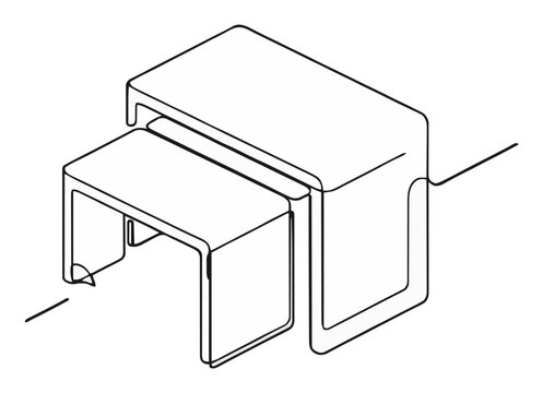 Floating nesting tables continuous line art icon. Generative AI