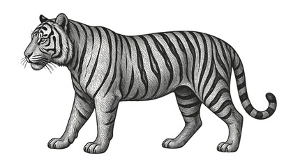 Obraz premium Elegant Tiger Illustration Striking Profile Pose