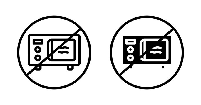 Do not microwave icons set in black and blue colors on white background