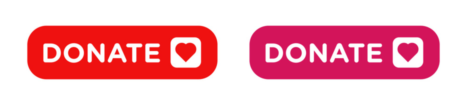 Donate button icons set in black and blue colors on white background