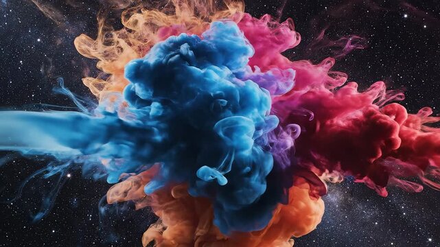 Colorful cosmic explosion in space emphasizing modern aesthetics and minimalist design