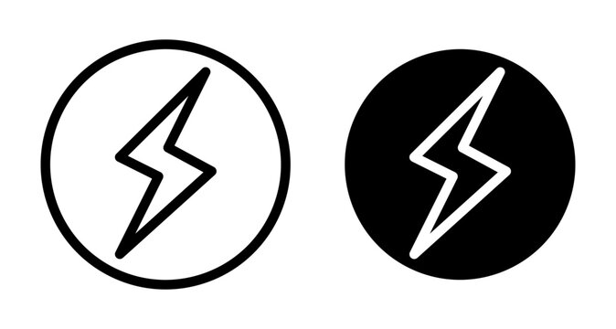 Electro icons set in black and blue colors on white background