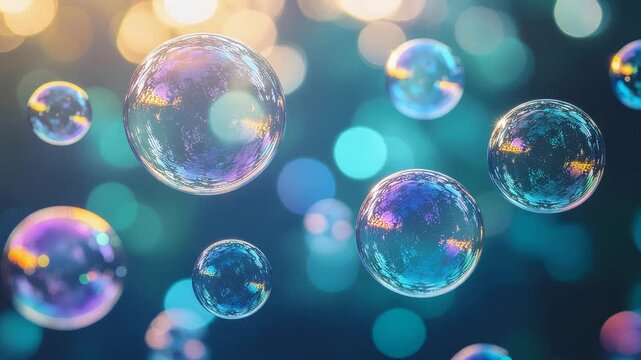 Rainbow Iridescent Bubble Float Loop Background
