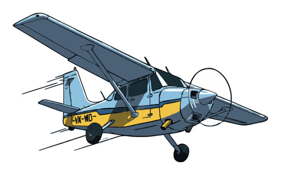 Cyberpunk single engine Cessna airplane vector illus.... Generative AI