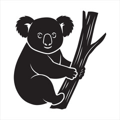 Cute Koala Silhouette Vector   Minimal Australian Animal Illustration © Milton