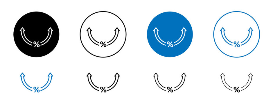 Fees Increase icons set in black and blue colors on white background