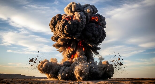 Large explosion with smoke and fire.