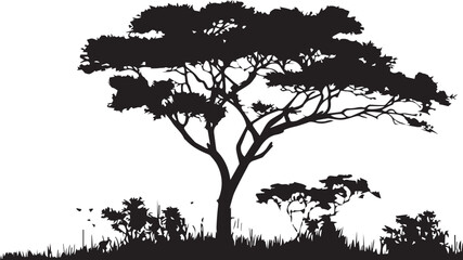 Fototapeta premium Black Tree Landscape Silhouette with Natural Scenery