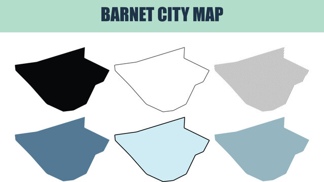 Barnet city map variations in solid lined and stock styles for urban planning concepts