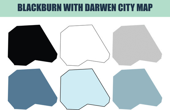 Blackburn with Darwen city map variations including solid lined and patterned representations for design projects