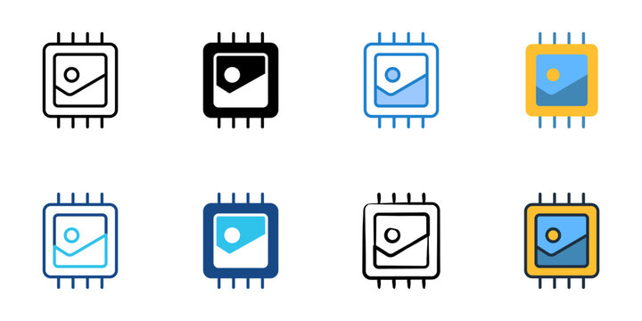 Image sensor icons set multiple style collection. Editable stroke 
