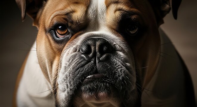 Closeup of a Boxer Dog Face.