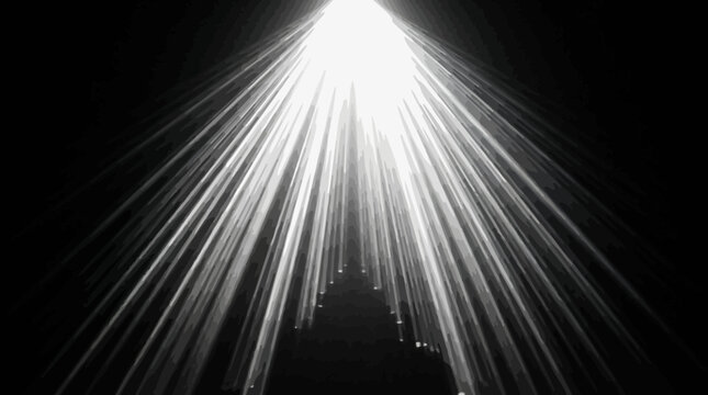Bright light rays piercing through darkness abstract monochrome background high quality professional