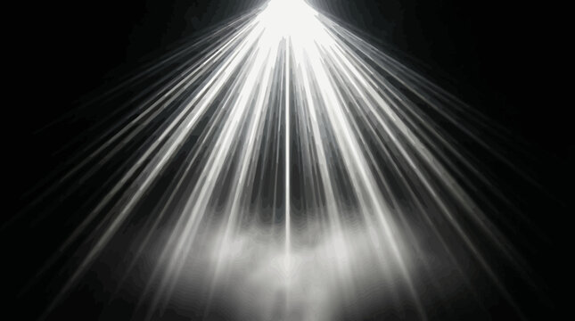 Bright light rays shining down from darkness dramatic illumination effect high quality