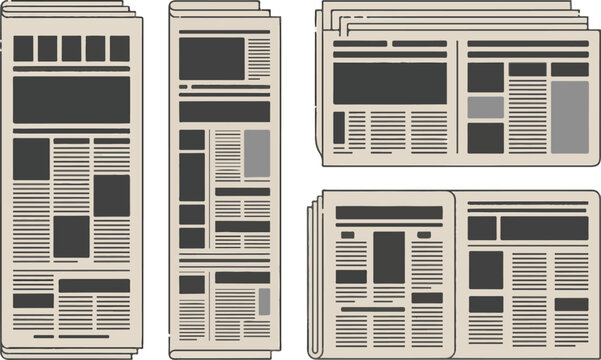 Minimalist newspaper layout templates with classic column structures.