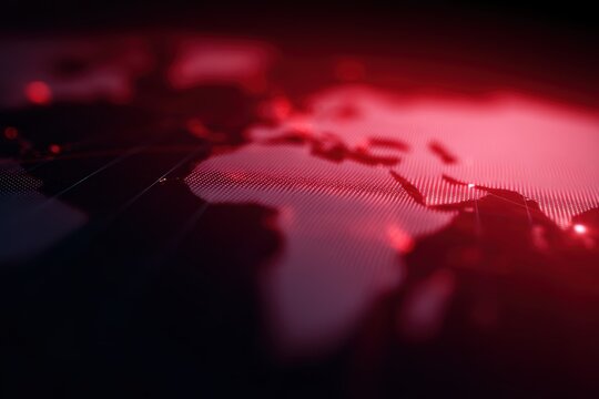 cyber attack visualization with red warning alerts across global network map