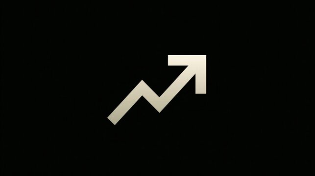 A white upward trending arrow on a black background symbolizing growth, progress, or increase.