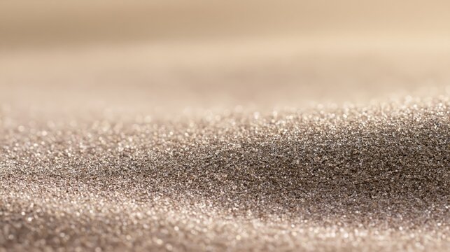 A close-up image of shimmering fine sand grains reflecting light with a sparkling, golden appearance.