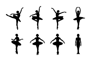 Ballet Dancer Silhouettes Collection, Elegant Poses Vector Set, Classical Dance Figures, Graceful Movement Illustrations © Roksana