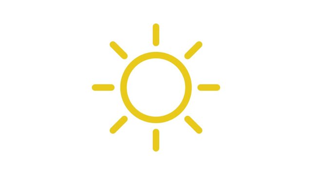 Outline Sun Icon Animation Symbolizing Brightness and Weather on White Background