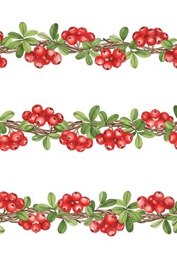 Watercolor Cranberry Vines: A Seamless Pattern