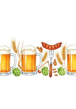 Watercolor Beer & Sausage Delight