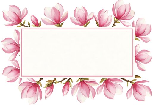 Magnolia Bloom Watercolor Frame
