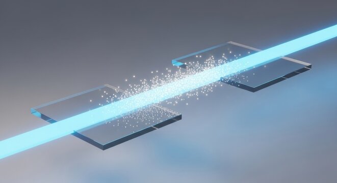 Light beam interacting with quantum particles in a microgap