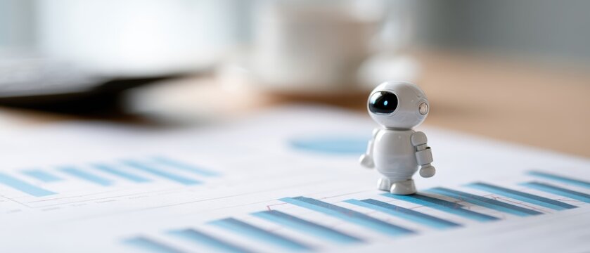AI robot helping financial advisor evaluate investment growth graphs