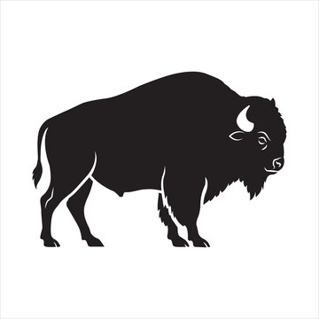 Bison Silhouette Vector Illustration Powerful Wild Animal