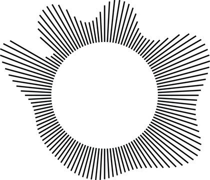 Black sunburst design element with radiating lines