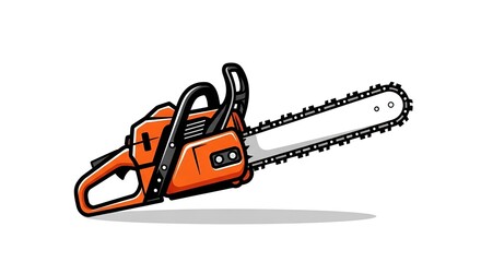 Fototapeta premium Orange Chainsaw Illustration - Powerful Cutting Tool