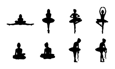 Ballet Dancer Silhouettes, Elegant Poses, Graceful Movement Collection, Vector Art for Performance and Fitness Graphics © Kamrul