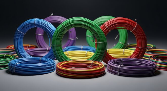 Vibrant coils of specialized wire for electronics in a diverse color spectrum, showcasing essential components.