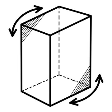 3d cube with rotation arrows and diagonal lines