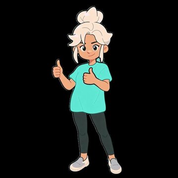 Cute Flat Art Cartoon Character Sasha Nodding - Green Screen Loop Animation