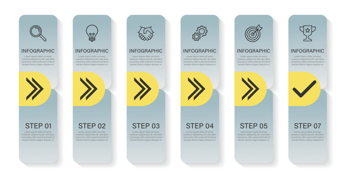 Vector infographic label template with icons 6 options or steps. Modern Timeline diagram with arrow and topic, presentation vector infographic timeline. Vector illustration. 