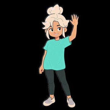 Cute Flat Art Cartoon Character Sasha Waving Hello - Green Screen Loop Animation