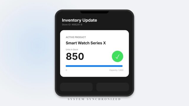 Smartwatch Inventory Update Progress Bar on Modern Smartphone Screen.