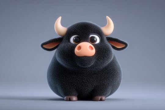 3d black adult bull 