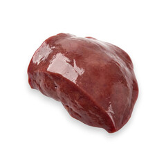 Fototapeta premium Raw fresh beef liver isolated on transparent background
